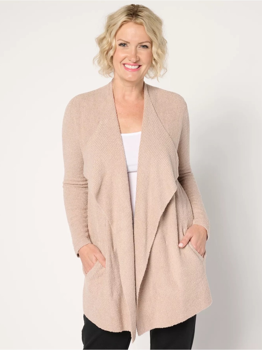 Barefoot Dreams CozyChic Lite Island Wrap Cardigan Taupe S/M